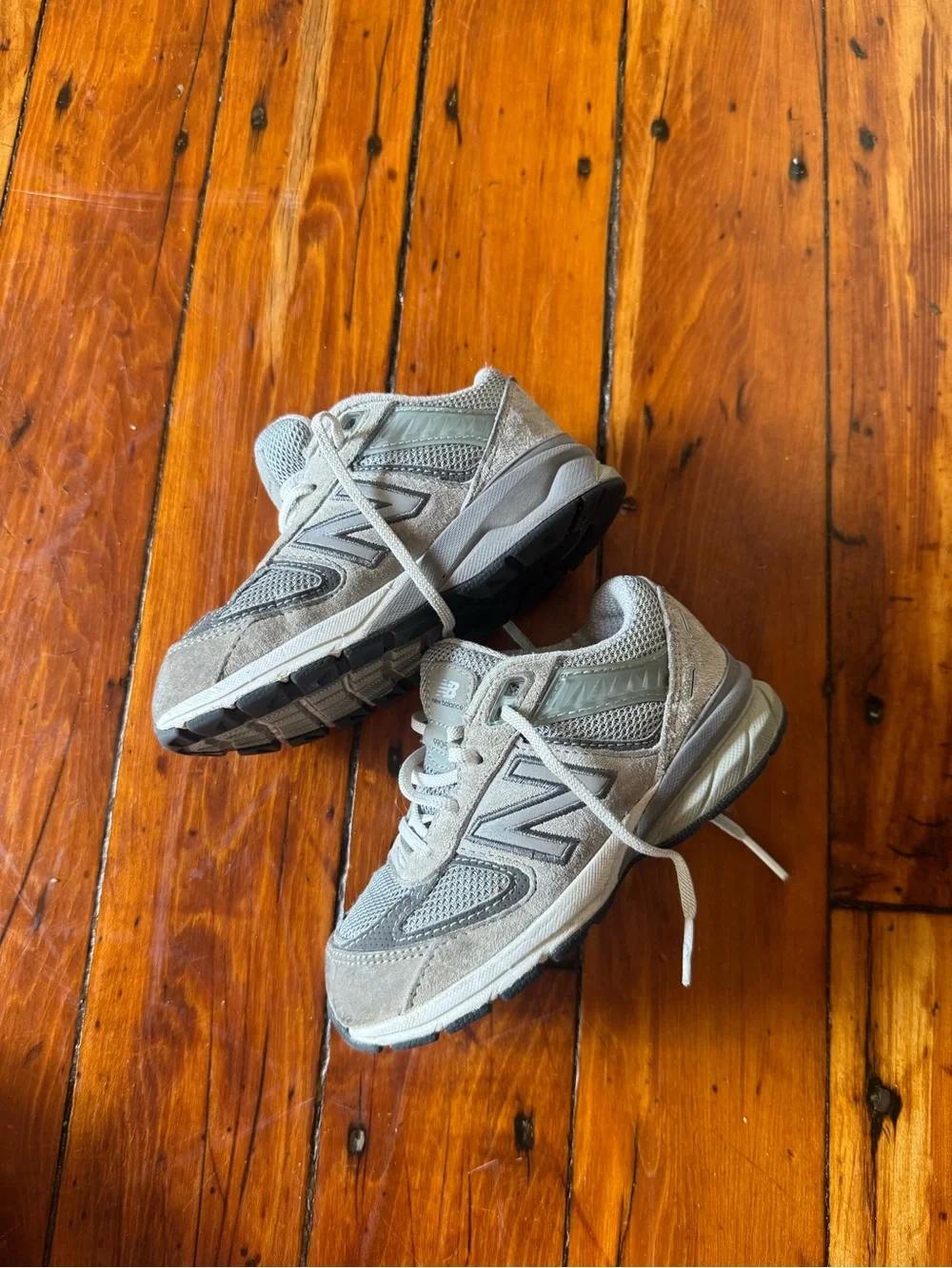 New Balance Kids' Light Gray and Charcoal Sneakers